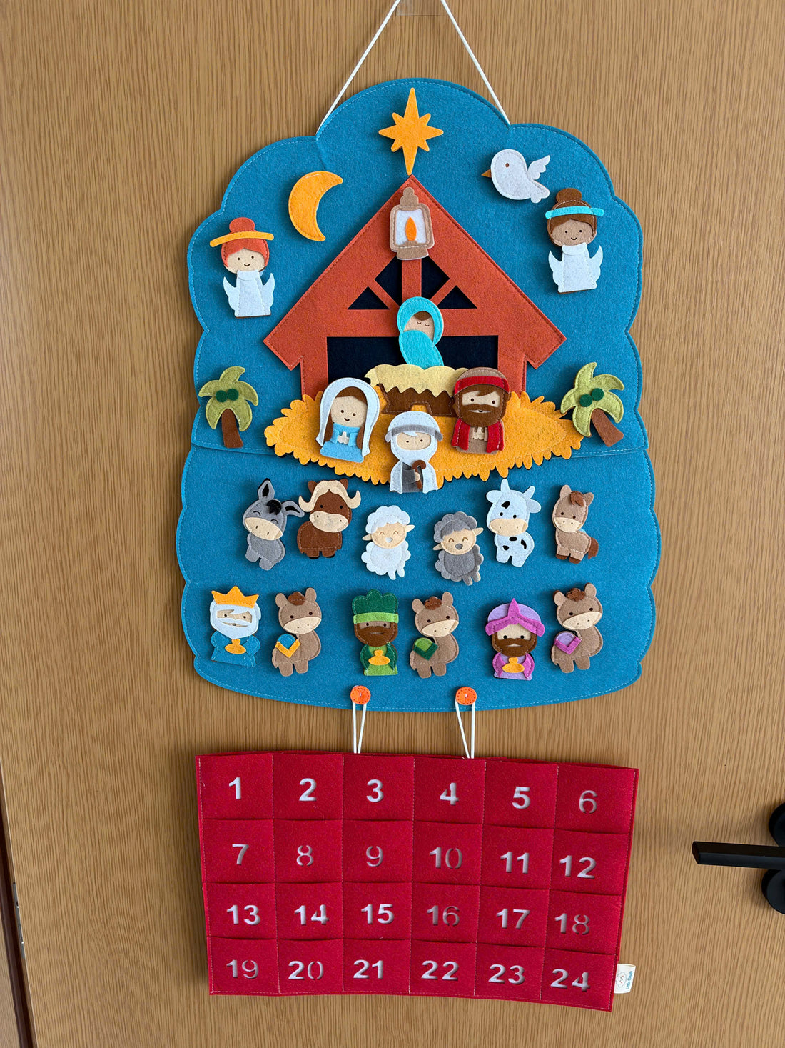 Nativity Advent Calendar, Felt Handmade, Dark Blue